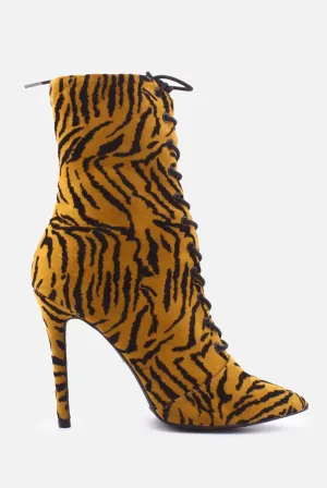 European Brand Zipper Laces Stilettos Heels Ankle Boots | Textile