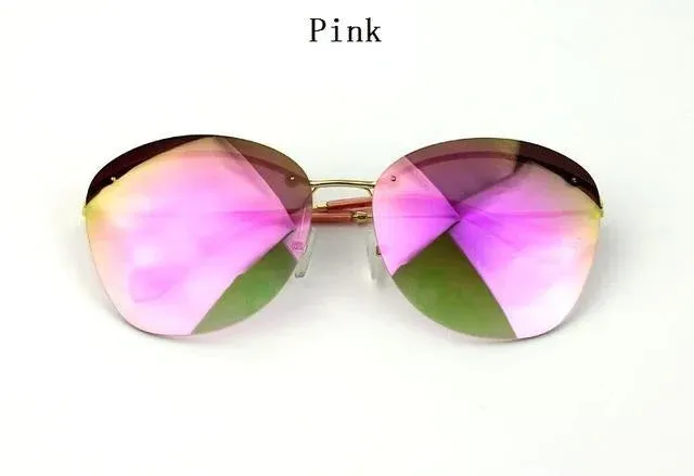 Fashion Vintage Rimless Designer Sunglasses with Coating for Women