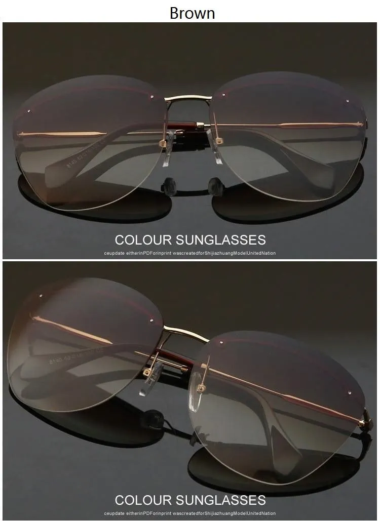Fashion Vintage Rimless Designer Sunglasses with Coating for Women