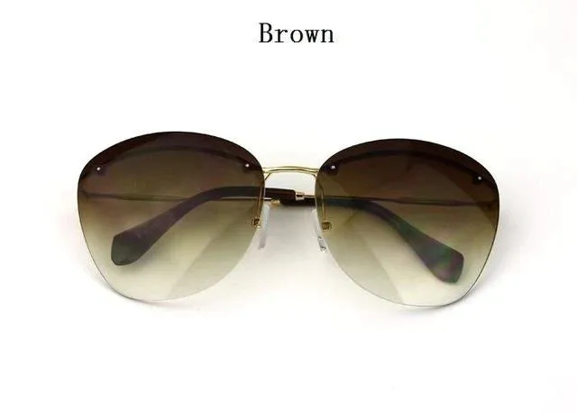 Fashion Vintage Rimless Designer Sunglasses with Coating for Women