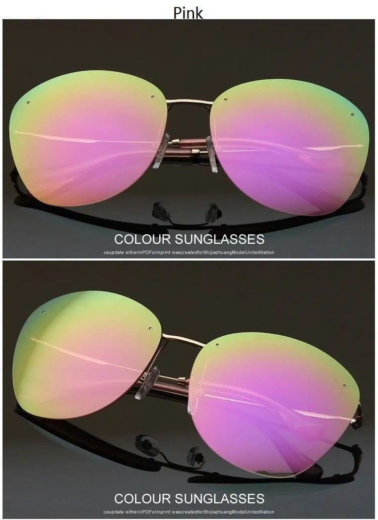 Fashion Vintage Rimless Designer Sunglasses with Coating for Women
