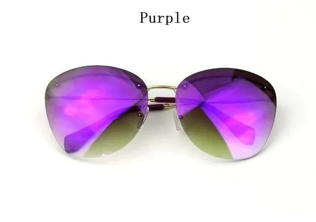 Fashion Vintage Rimless Designer Sunglasses with Coating for Women