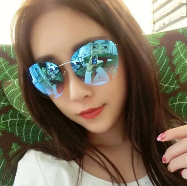 Fashion Vintage Rimless Designer Sunglasses with Coating for Women