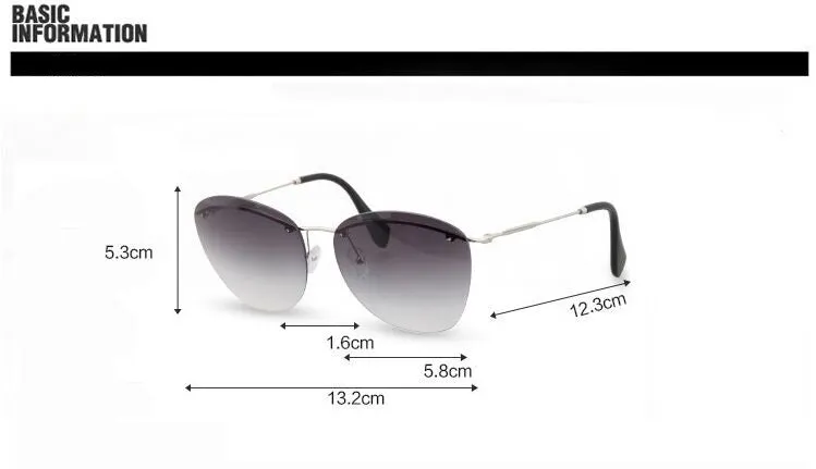 Fashion Vintage Rimless Designer Sunglasses with Coating for Women