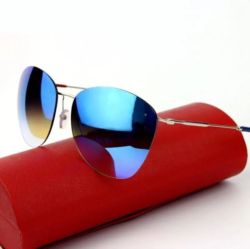 Fashion Vintage Rimless Designer Sunglasses with Coating for Women