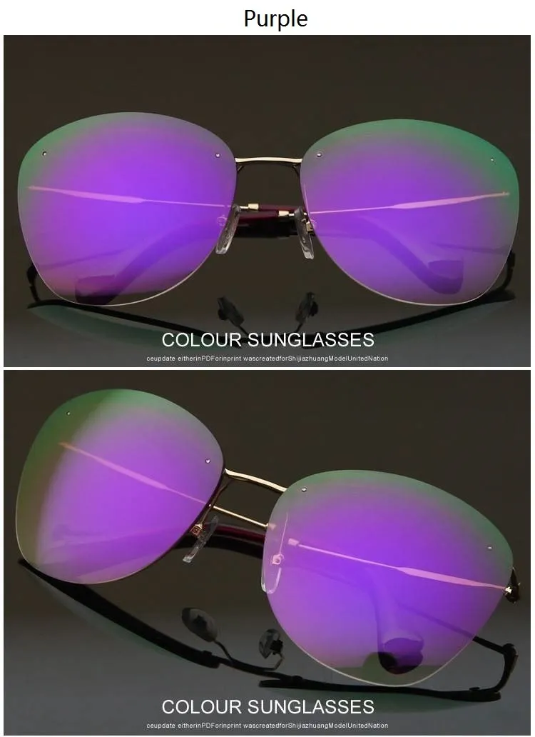 Fashion Vintage Rimless Designer Sunglasses with Coating for Women