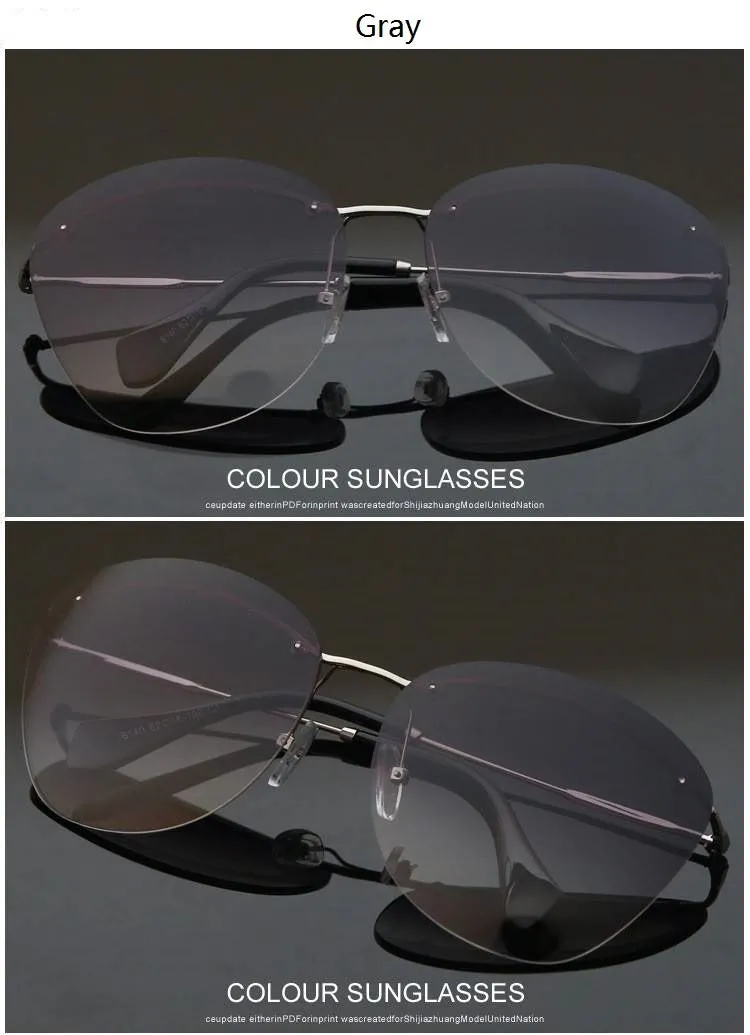 Fashion Vintage Rimless Designer Sunglasses with Coating for Women