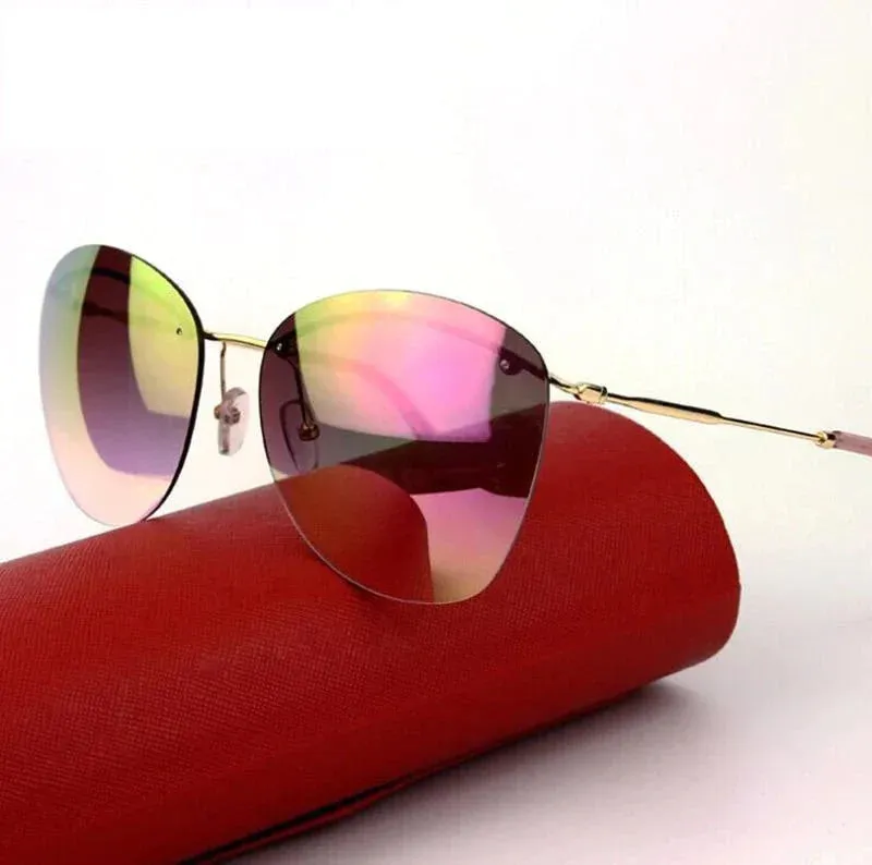 Fashion Vintage Rimless Designer Sunglasses with Coating for Women