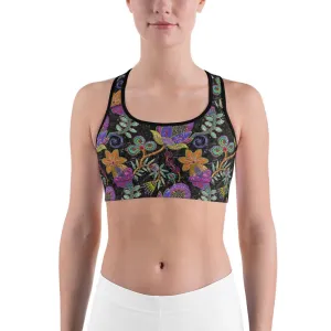 Faux Paillette Flower Sports Bra