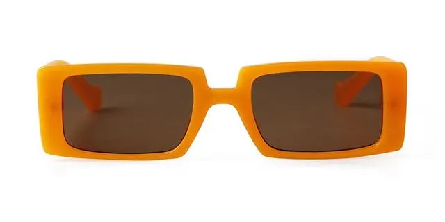 Female Trendy Black Rectangle Thick Frame Fashion Sunglasses