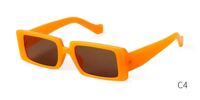 Female Trendy Black Rectangle Thick Frame Fashion Sunglasses