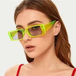 Female Trendy Black Rectangle Thick Frame Fashion Sunglasses