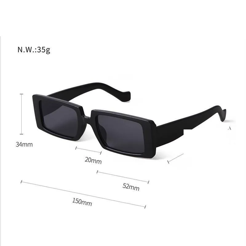 Female Trendy Black Rectangle Thick Frame Fashion Sunglasses