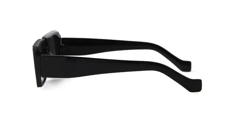 Female Trendy Black Rectangle Thick Frame Fashion Sunglasses