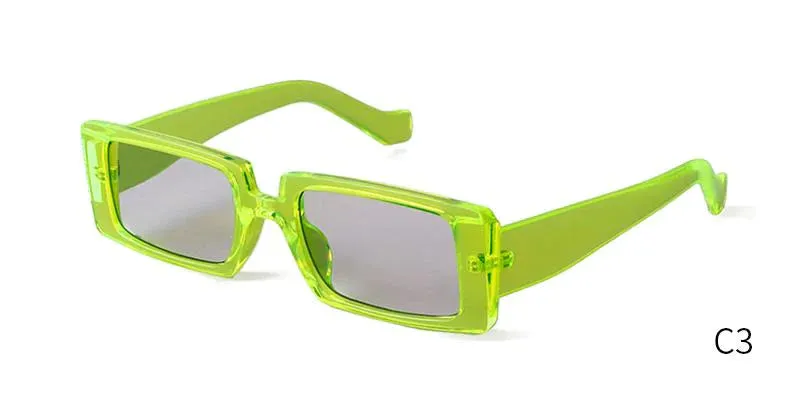 Female Trendy Black Rectangle Thick Frame Fashion Sunglasses