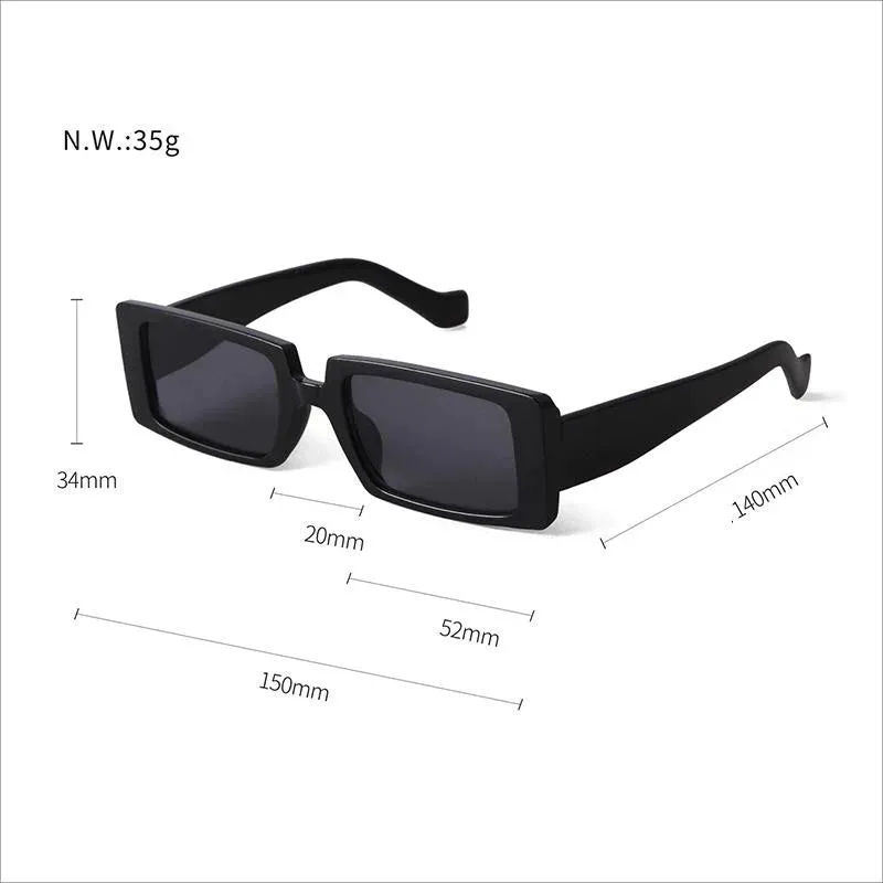 Female Trendy Black Rectangle Thick Frame Fashion Sunglasses