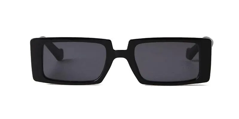 Female Trendy Black Rectangle Thick Frame Fashion Sunglasses