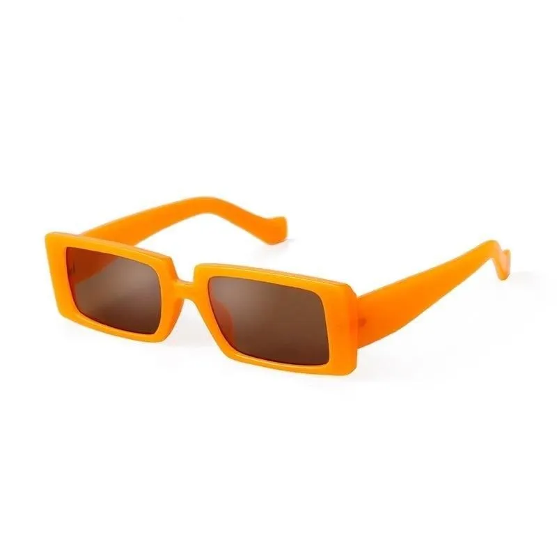 Female Trendy Black Rectangle Thick Frame Fashion Sunglasses