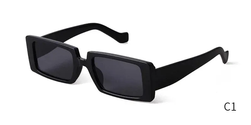 Female Trendy Black Rectangle Thick Frame Fashion Sunglasses