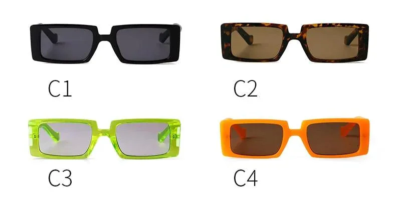 Female Trendy Black Rectangle Thick Frame Fashion Sunglasses