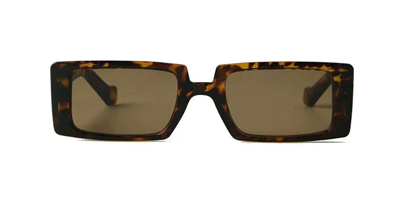 Female Trendy Black Rectangle Thick Frame Fashion Sunglasses