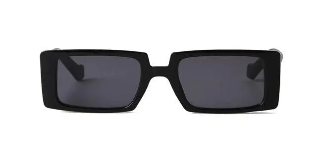 Female Trendy Black Rectangle Thick Frame Fashion Sunglasses