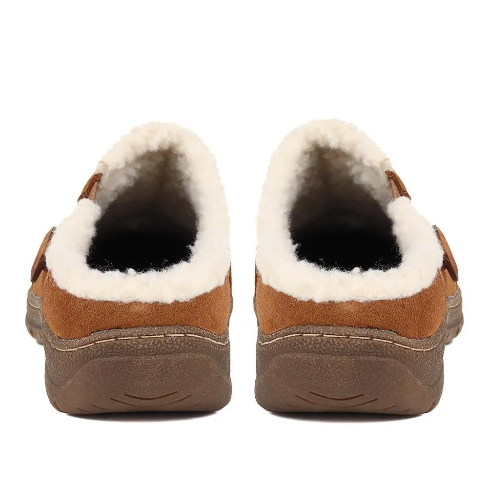 Fleece-Lined Suede Mule Clogs - BRK38007 / 324 256