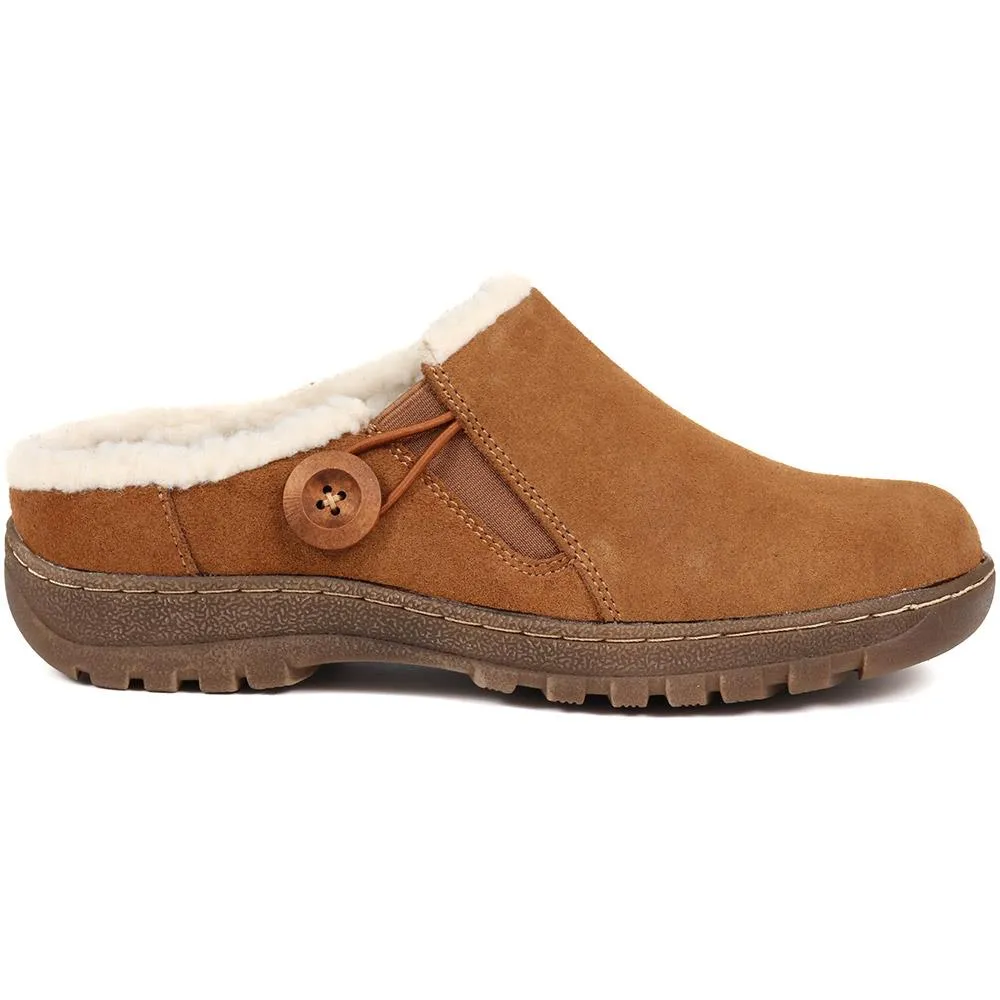 Fleece-Lined Suede Mule Clogs - BRK38007 / 324 256