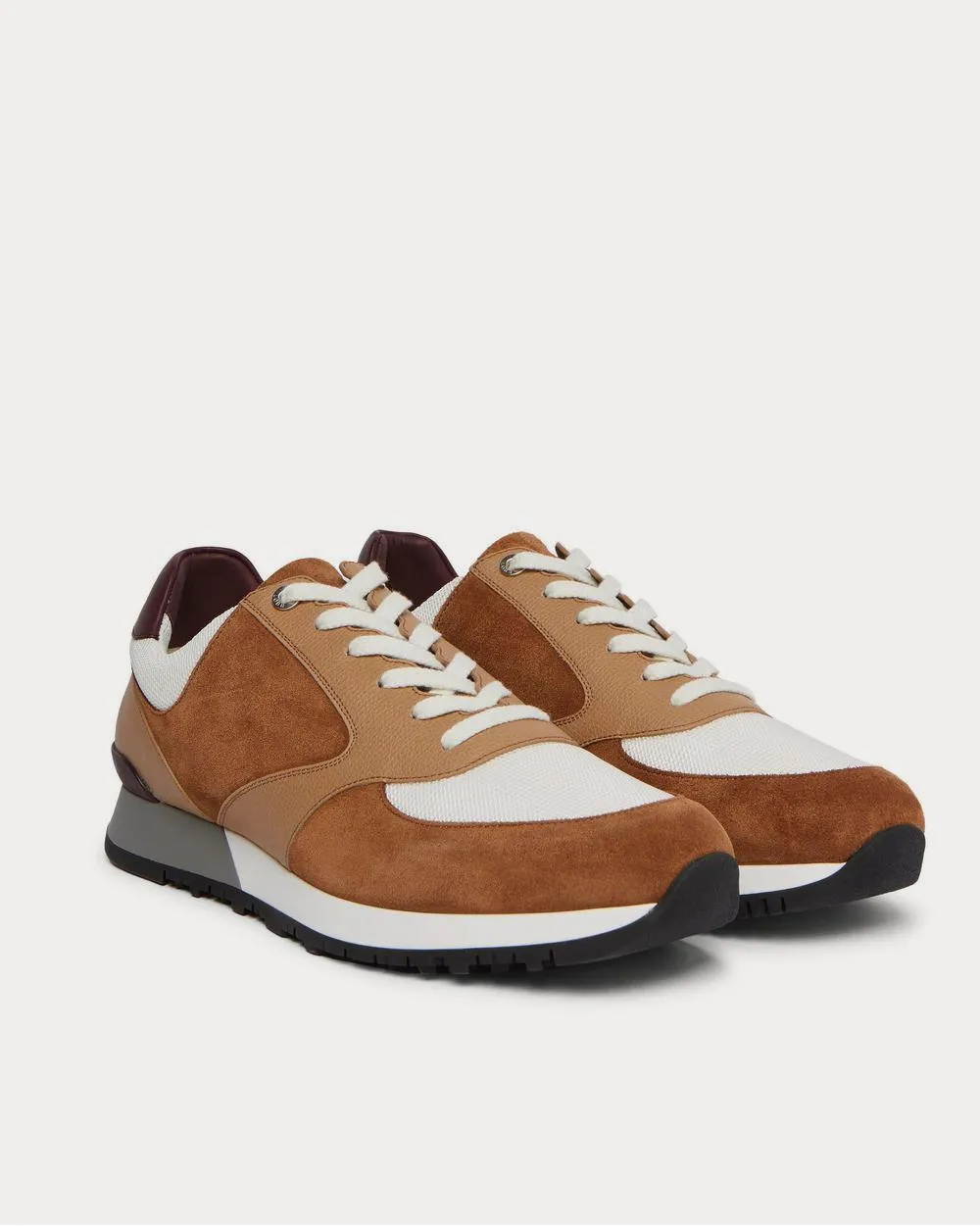 Foundry Suede, Textured-Leather and Mesh  Brown low top sneakers