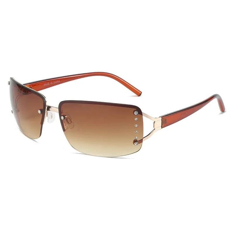 Gradient UV400 Rimless Punk Style Eyewear Sunglasses for Women