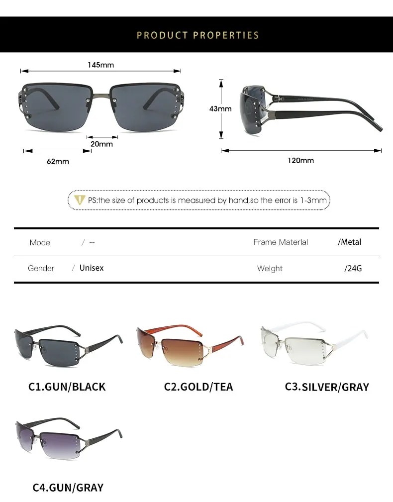 Gradient UV400 Rimless Punk Style Eyewear Sunglasses for Women