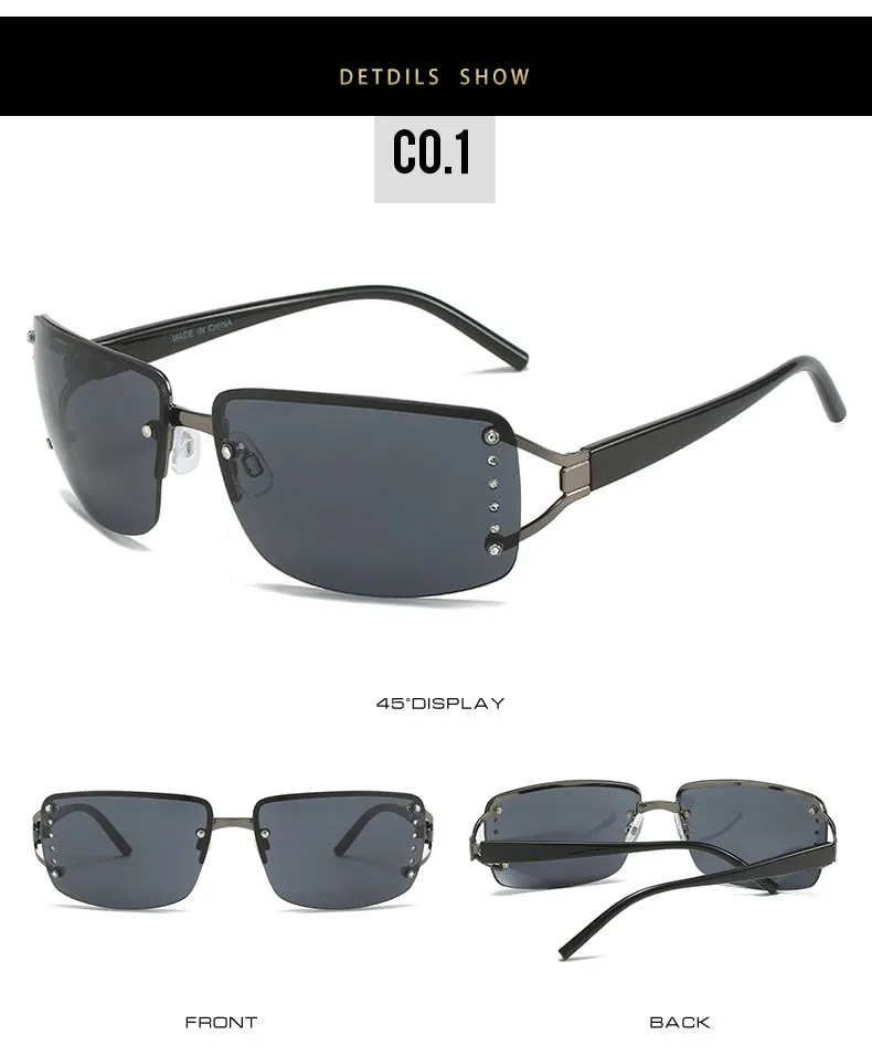 Gradient UV400 Rimless Punk Style Eyewear Sunglasses for Women
