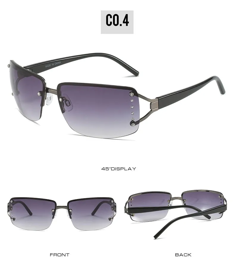 Gradient UV400 Rimless Punk Style Eyewear Sunglasses for Women