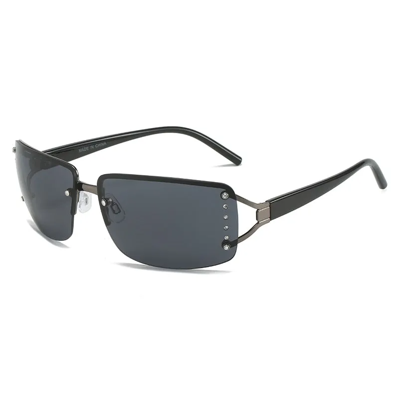Gradient UV400 Rimless Punk Style Eyewear Sunglasses for Women