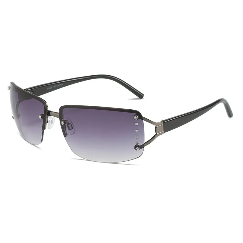 Gradient UV400 Rimless Punk Style Eyewear Sunglasses for Women
