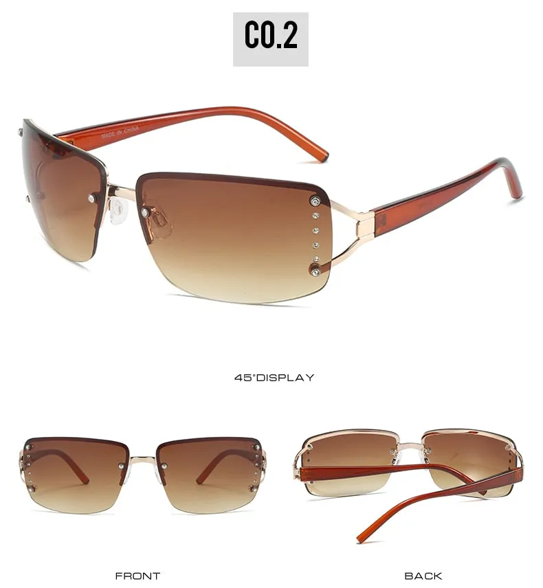 Gradient UV400 Rimless Punk Style Eyewear Sunglasses for Women