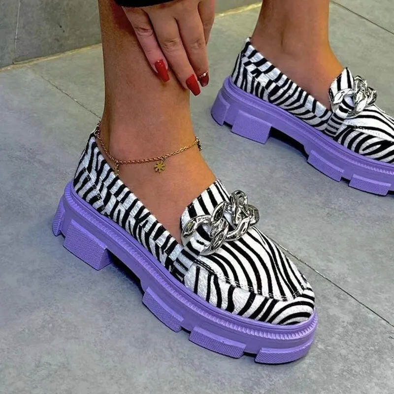 Halloween Joskaa Women Leopard Sport Flats Shoes Chunky Platform Chain Mary Janes Shoes Sandals Summer 2024 New Casual Ladies Shoes Mujer Zapatos