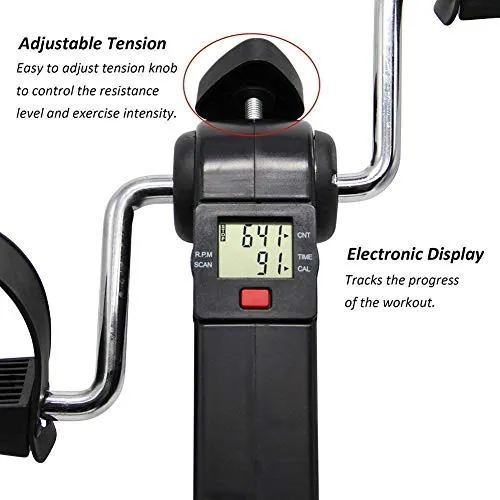 Healthex Pedal Exerciser Cycle Bike for Home Gym LCD Counter Foldable Exercise Bike Indoor Fitness Resistance Home Use Mini Bike (Black/Silver)