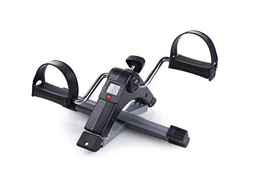 Healthex Pedal Exerciser Cycle Bike for Home Gym LCD Counter Foldable Exercise Bike Indoor Fitness Resistance Home Use Mini Bike (Black/Silver)