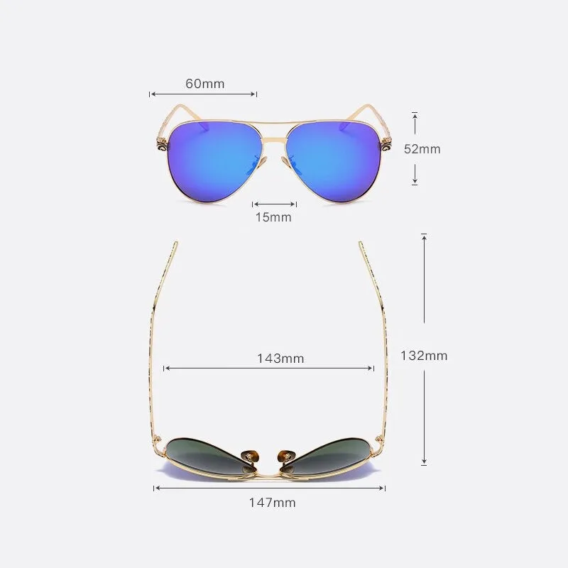 High Quality Pilot Sunglasses for Women with Polarized UV400 Mirror Lens