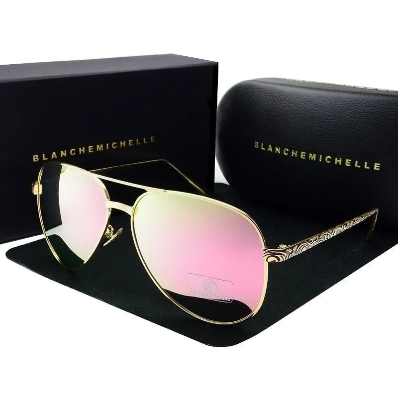 High Quality Pilot Sunglasses for Women with Polarized UV400 Mirror Lens