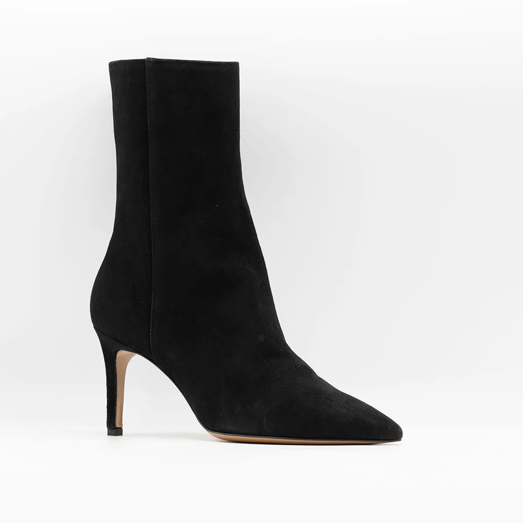 High Shaft Ankle Boots in Black Suede