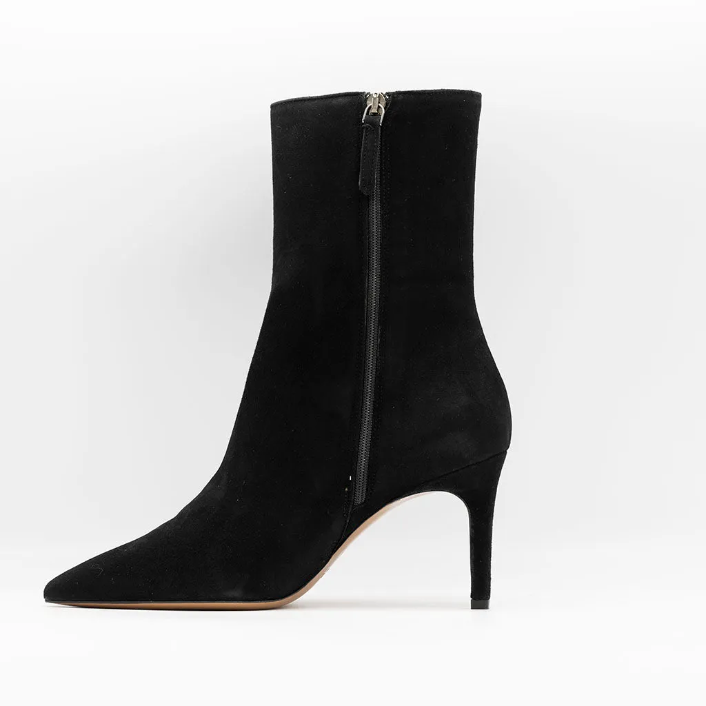 High Shaft Ankle Boots in Black Suede