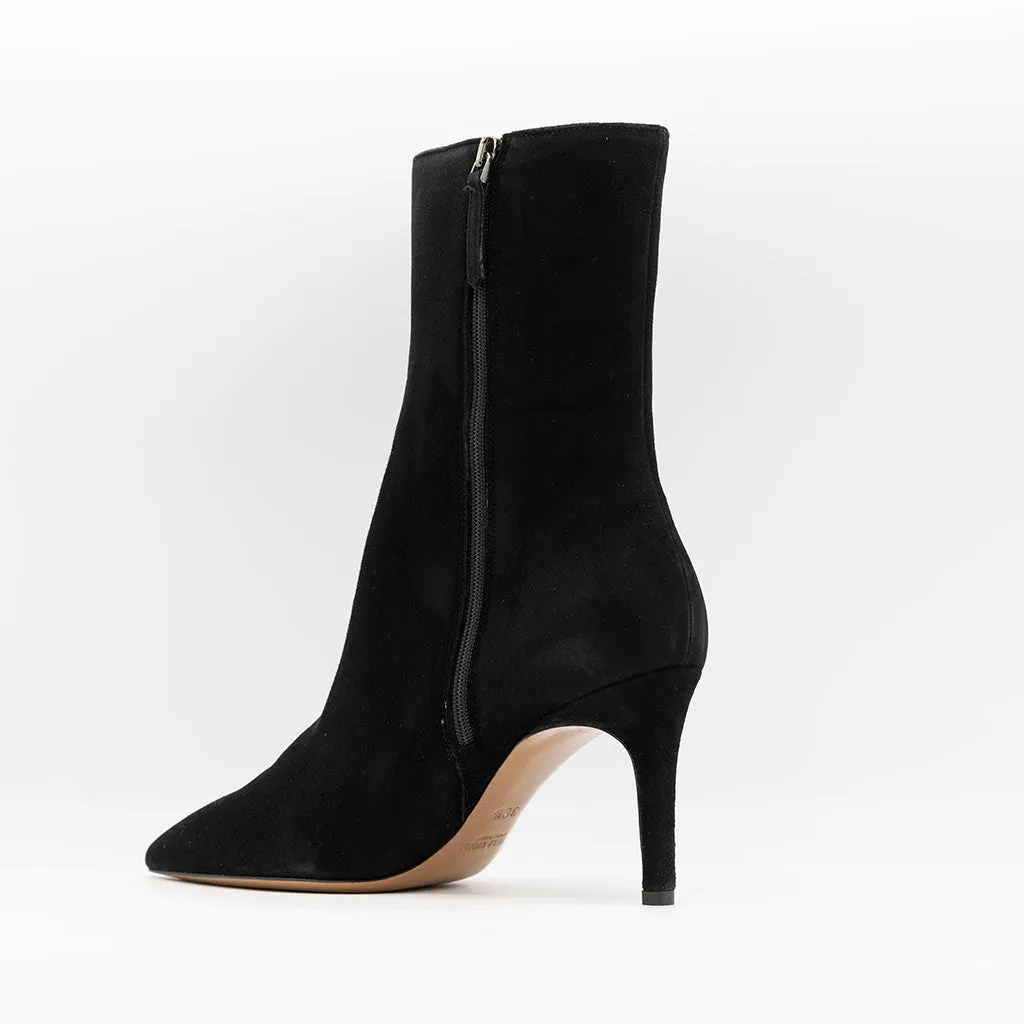 High Shaft Ankle Boots in Black Suede