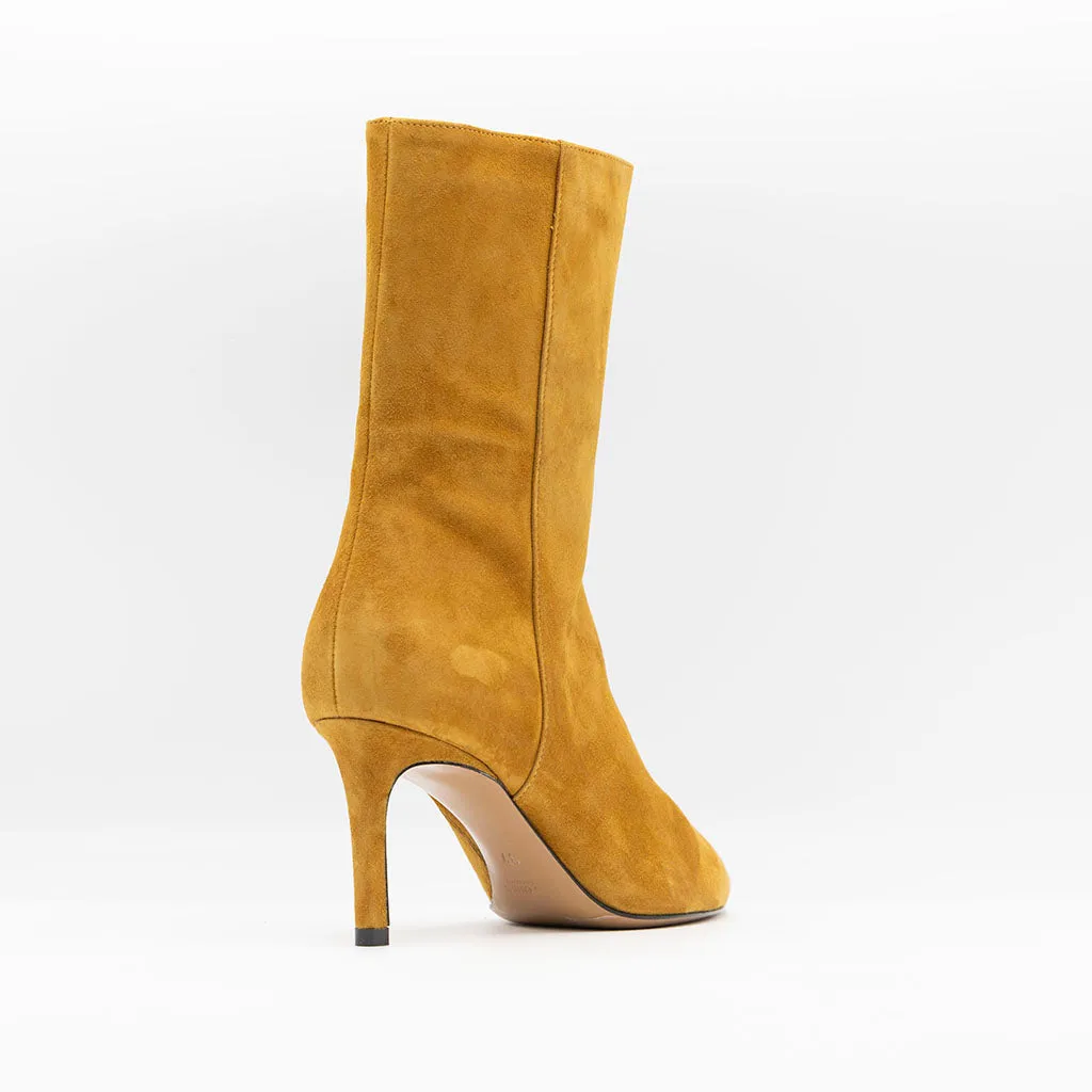 High Shaft Ankle Boots in Cognac Suede