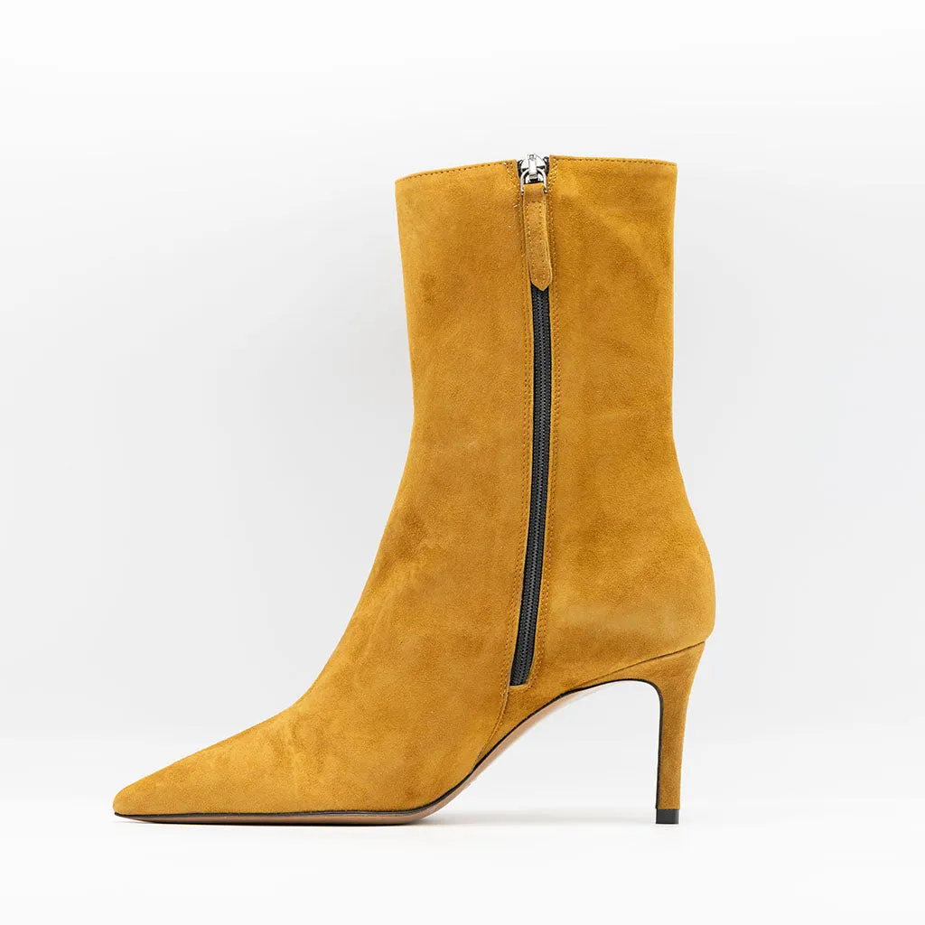 High Shaft Ankle Boots in Cognac Suede