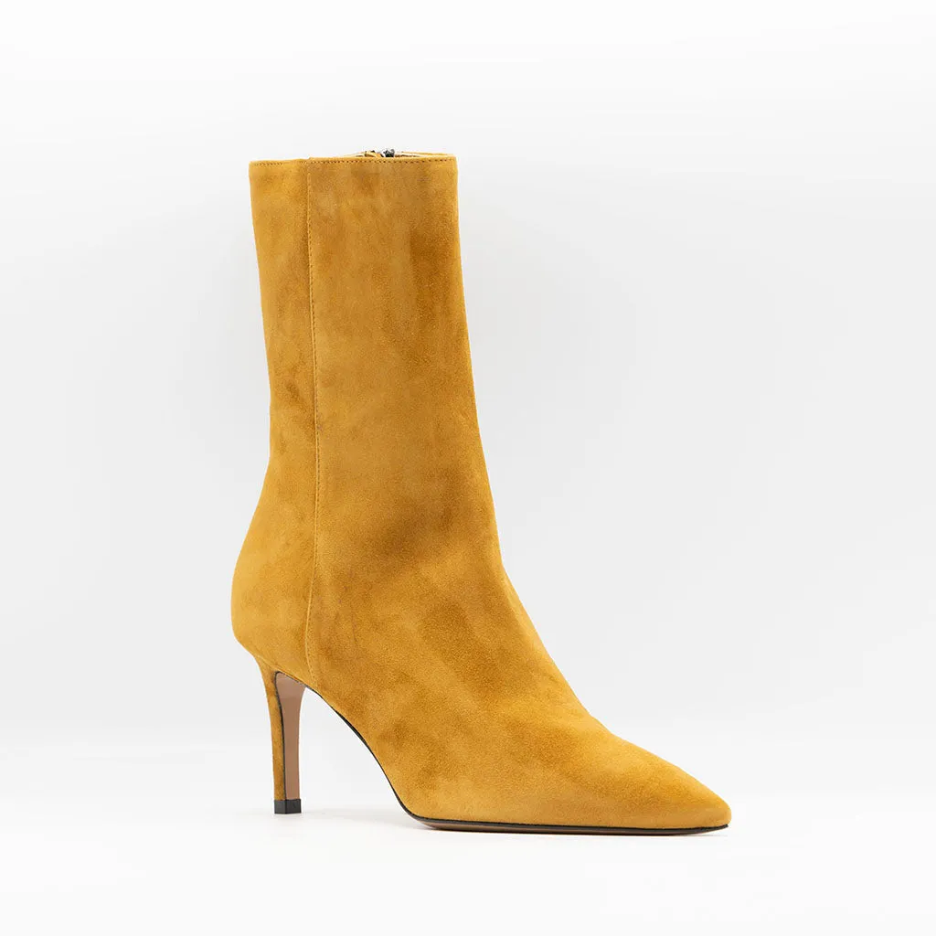 High Shaft Ankle Boots in Cognac Suede