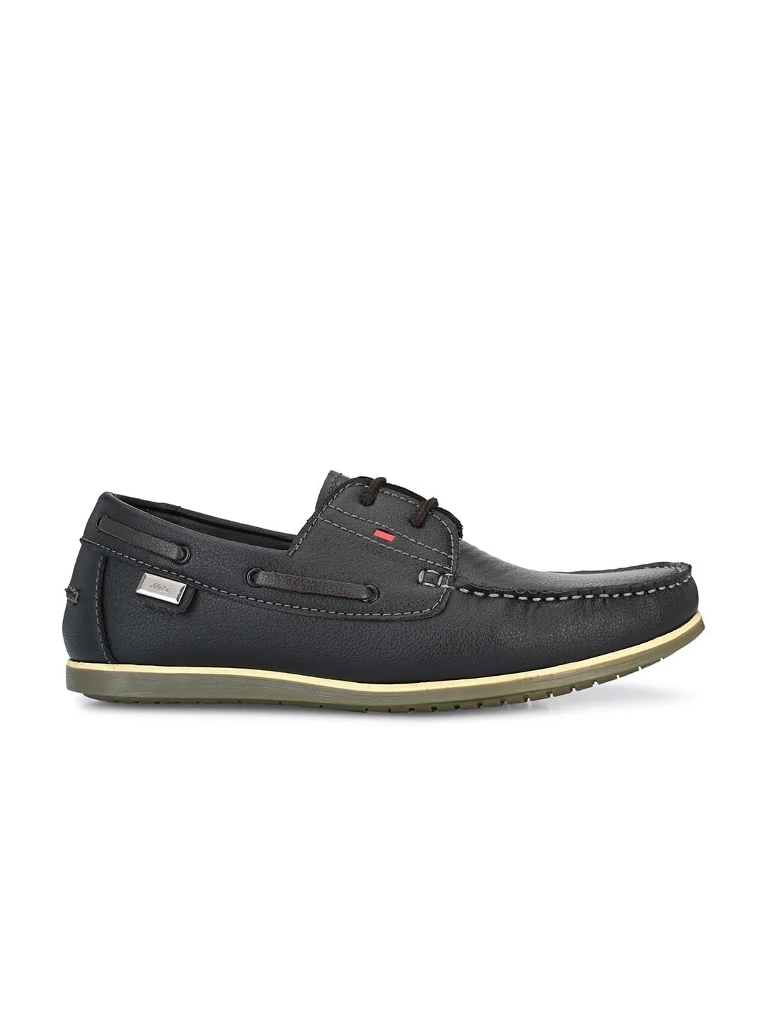 Hitz Men's Black Synthetic Slip-On Casual Boat Shoes