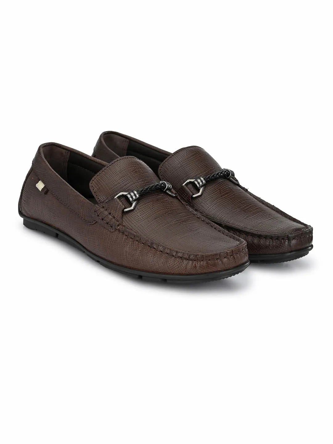 HITZ8304 Men's Brown Leather Casual Slip-On Shoes