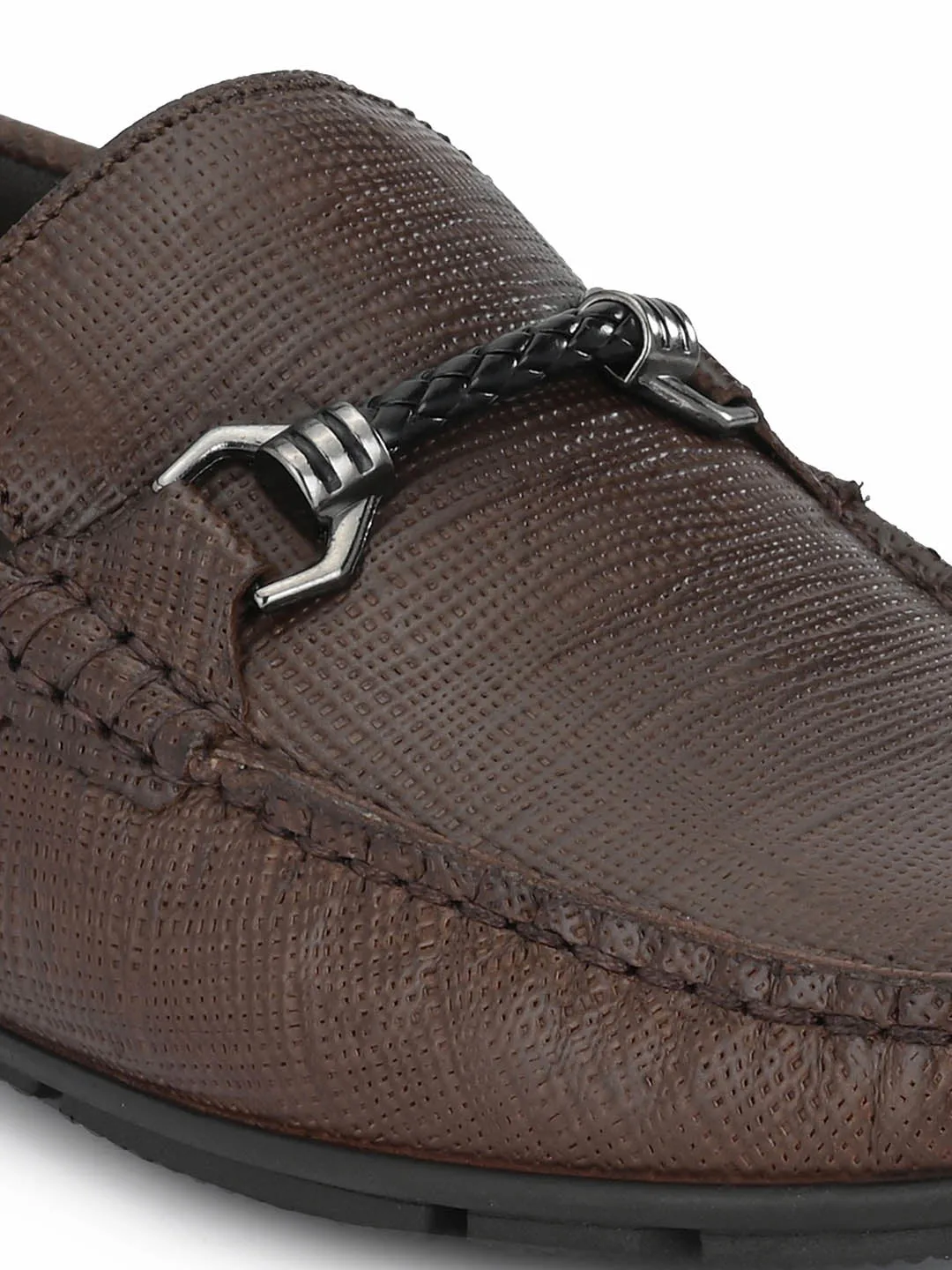 HITZ8304 Men's Brown Leather Casual Slip-On Shoes